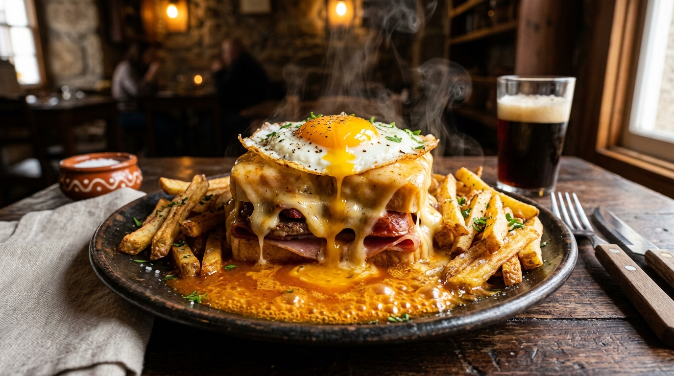 A Forja Especial Francesinha com Molho Borbulhante e Ovo Estrelado